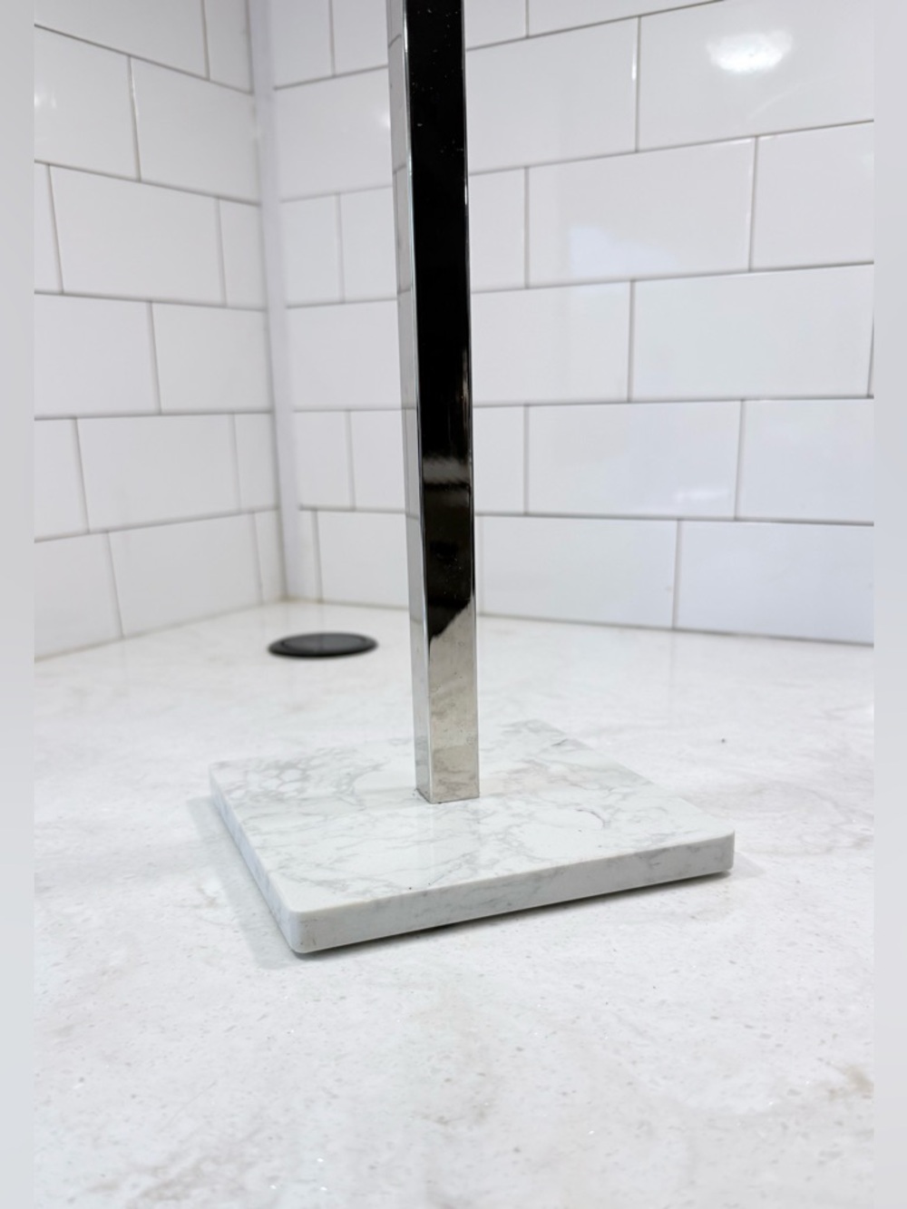Marble Base Chrome Paper Towel Holder - White Marble Finish